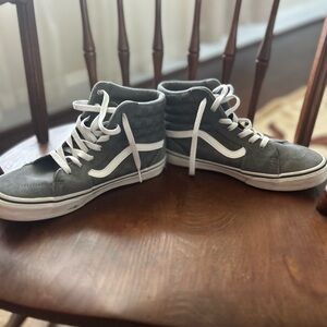 Vans Boy’s Gray High-Top Sneakers with White Laces